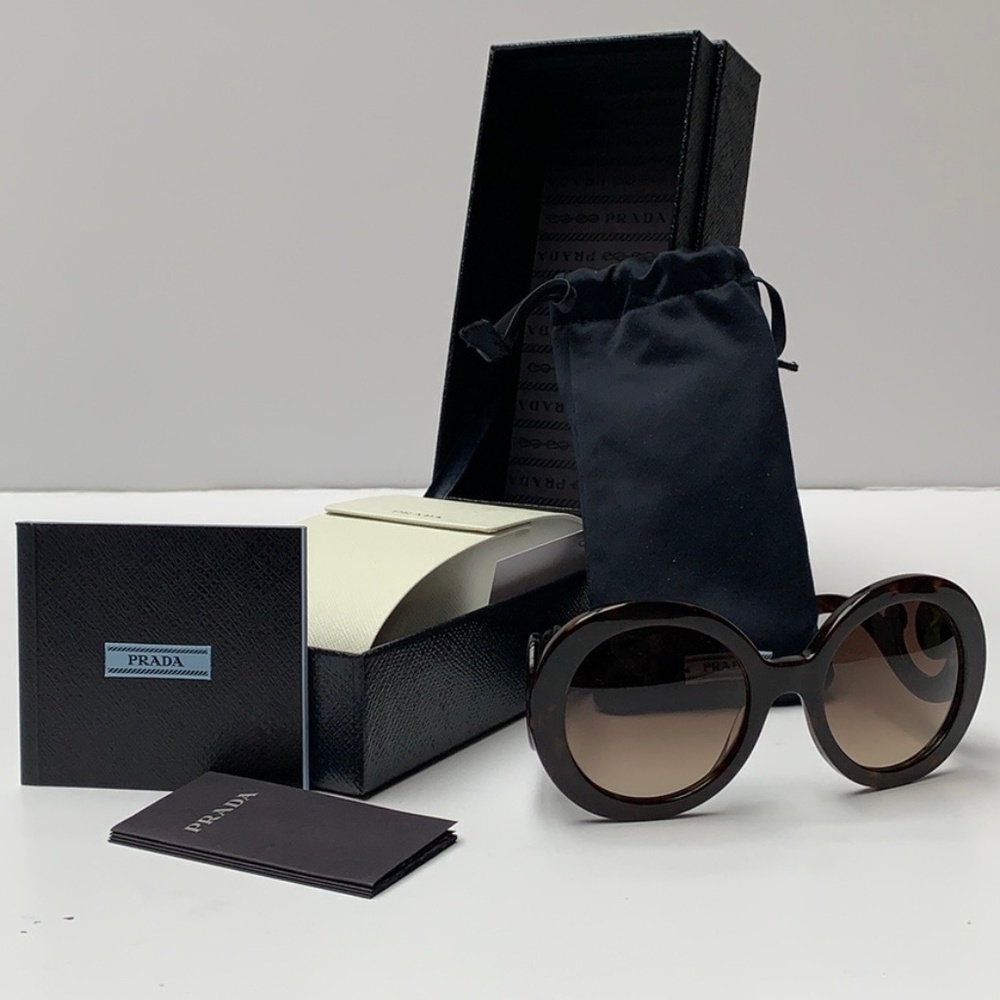 Prada Baroque Tortoise Swirl Round Sunglasses